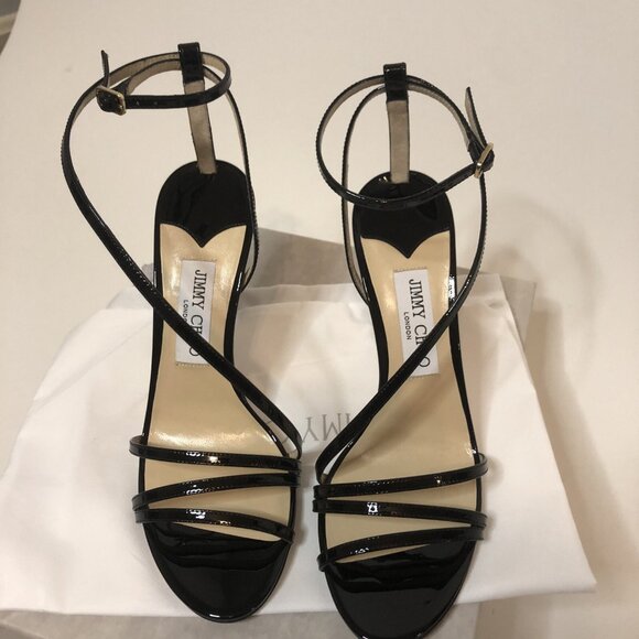 Jimmy Choo Tesca 100 Black Patent Leather Heels - Picture 3 of 7